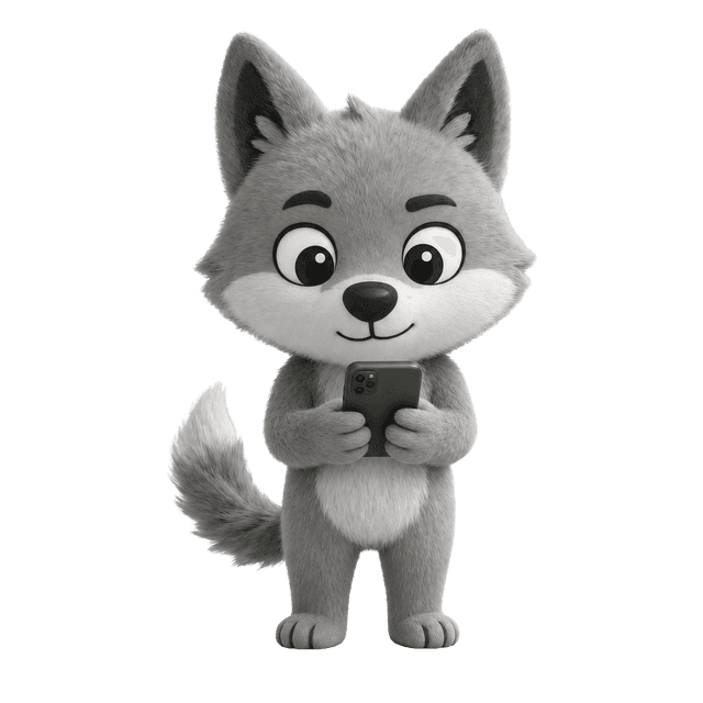 Wulfy looking at a smartphone
