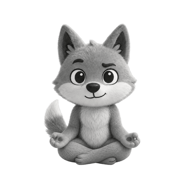 Wulfy sitting cross-legged meditating